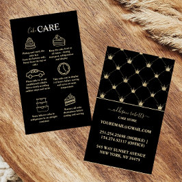 Cartão De Visita Cuidados Modernos com Coroa Dourada e Preto Glam
