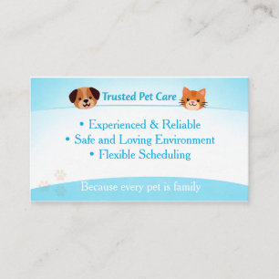 Cartão De Visita Cuidados Personalizados para Animais de Estimação