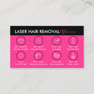 Cartão De Visita Cuidados Pós-Remoção de Cabelo a Laser Rosa Neon