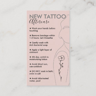 Cartão De Visita Cuidados Pós-Tatuagem Rosa Corado