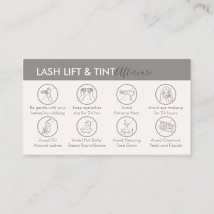 Cartão De Visita Cuidados Pós Tratamento Bege Creme para Lash Lift