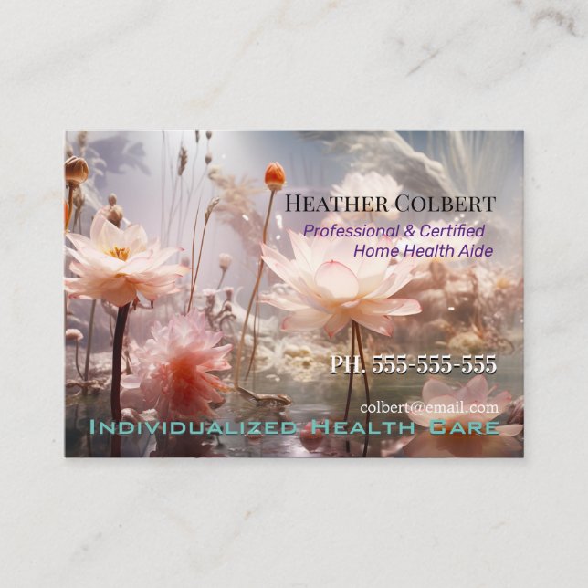 Cartão De Visita Cuidados Profissionais Amigáveis À Lotus (Frente)