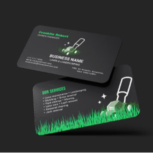 Cartão De Visita Cuidados Profissionais com Gramados Preto Verde &