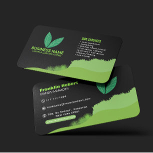 Cartão De Visita Cuidados Profissionais com Gramados Preto Verde &