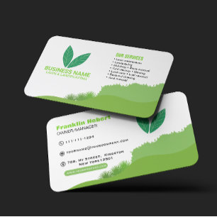 Cartão De Visita Cuidados Profissionais com Gramados Verdes e Paisa
