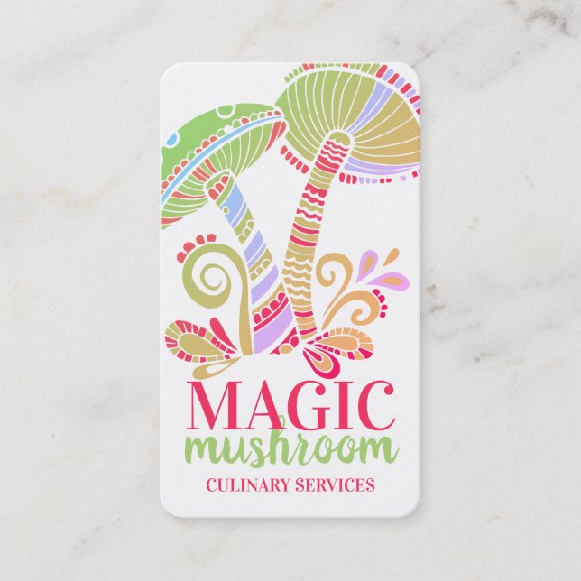 Cartão De Visita Culinária da restauração de cogumelos Groovy chef (Frente)