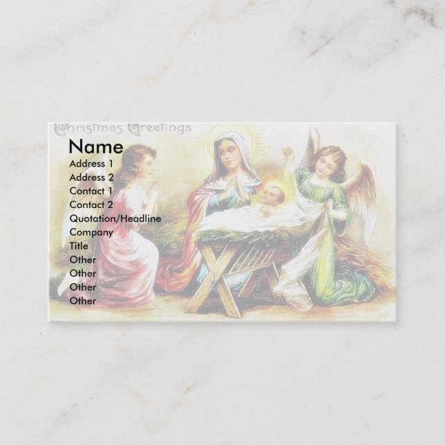 Cartão De Visita Cumprimento do Natal com Mary, jesus infantil com (Frente)