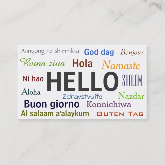 Cartão De Visita Cumprimentos do mundo (Frente)