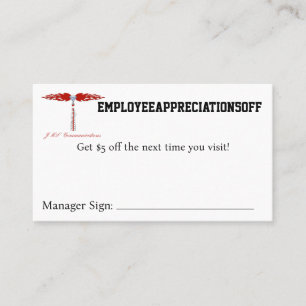 Cartão De Visita Cupão EMPREGOYEEAPPRECIATION5OFF