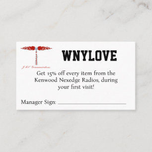 Cartão De Visita Cupão WNYLOVE