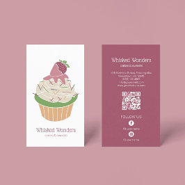 Cartão De Visita Cupcake Bakery Pastelaria Chef Código QR
