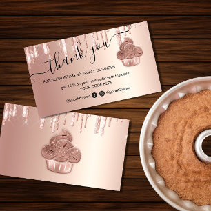 Cartão De Visita Cupcake Bakery Pastelaria Chef Glitter Drives Rosa