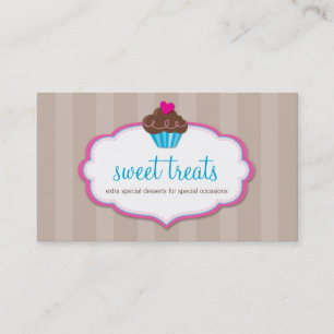 Cartão De Visita cupcake branco-cartão de visita mocha-rosa-castanh