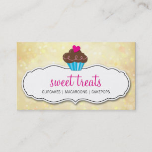Cartão De Visita CUPCAKE branco com formato branco amarelo
