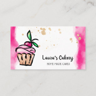 Cartão De Visita Cupcake Cakes & Sweets padaria de uma garota bonit