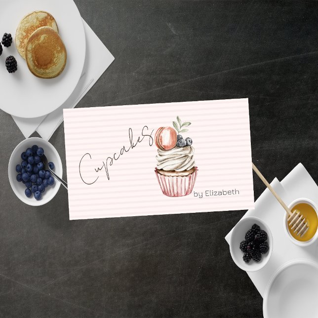 Cartão De Visita Cupcake Chic Macaroon,Doces,Listrado (Criador carregado)