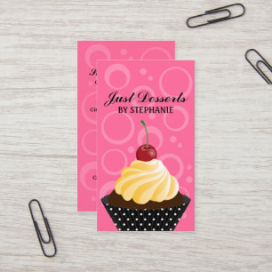 Cartão De Visita Cupcake com padeiro da cereja