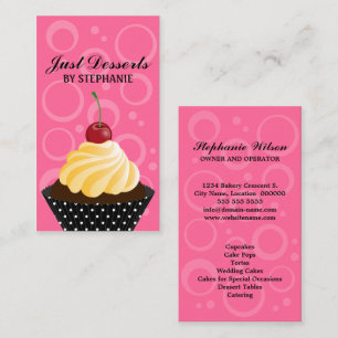 Cartão De Visita Cupcake com padeiro da cereja