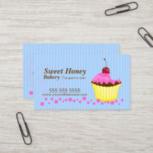 Cartão De Visita Cupcake cor-de-rosa bonito com cereja
