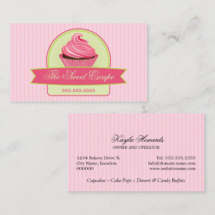 Cartão De Visita Cupcake cor-de-rosa da sobremesa