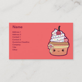Cartão De Visita Cupcake da baunilha da cereja