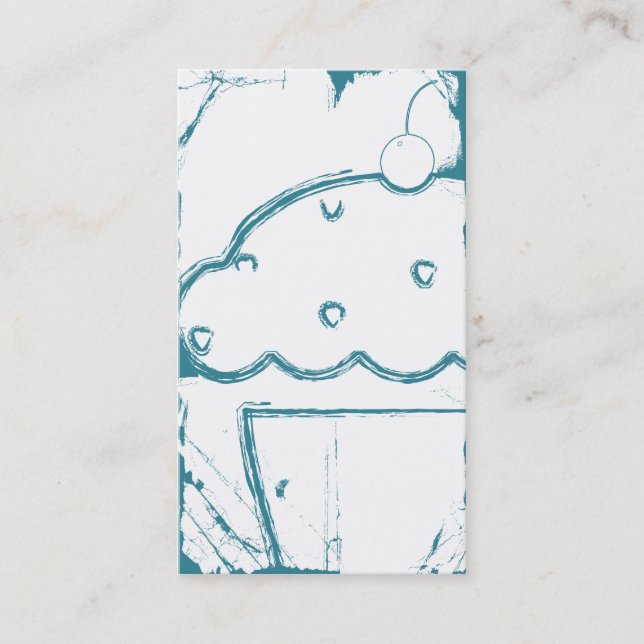 Cartão De Visita cupcake da cereja do grunge (Frente)