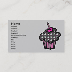 Cartão De Visita cupcake de caveira gótica com ossos cruzados, Nome