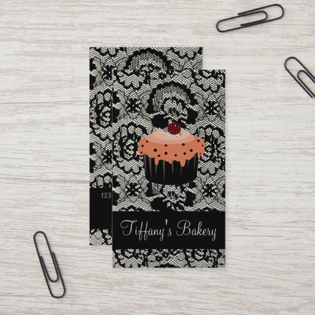 Cartão De Visita Cupcake de padaria de pastelaria de pastelaria (Frente/Verso In Situ)