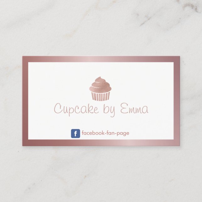 Cartão De Visita Cupcake de padaria Dourado com estrutura mínima (Frente)