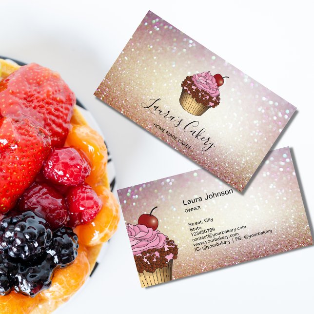 Cartão De Visita Cupcake de padaria moderno Chef catering (Criador carregado)