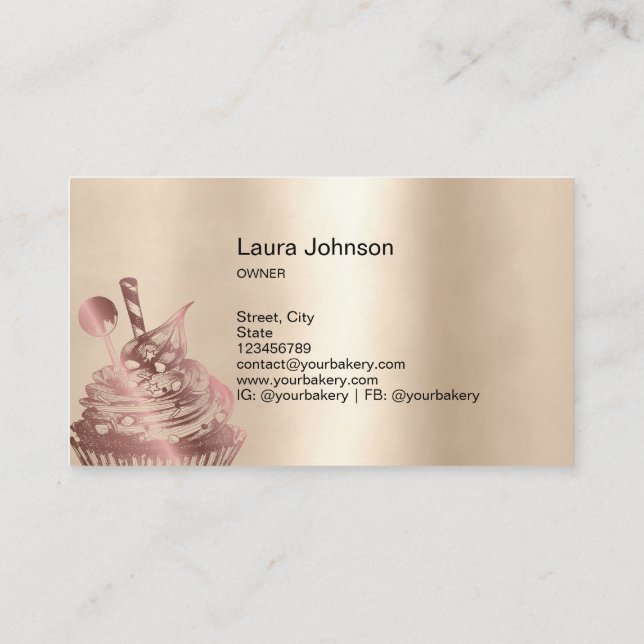 Cartão De Visita Cupcake de padaria moderno Chef catering (Verso)