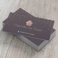 Cupcake de padaria, Rosa Dourado, Confetti Roxo