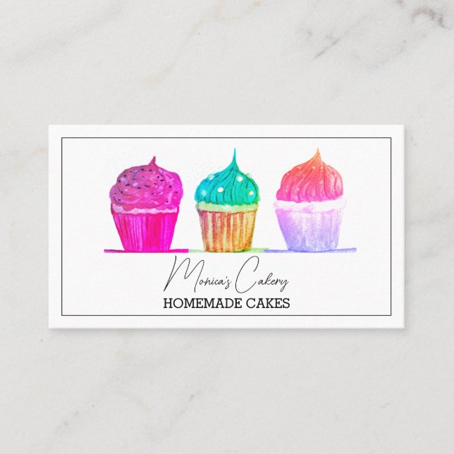 Cartão De Visita Cupcake Doce Bolos Assares padaria caseira (Frente)