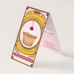 Cartão De Visita Cupcake Dourado cor-de-rosa decorativo Cupcake Cri