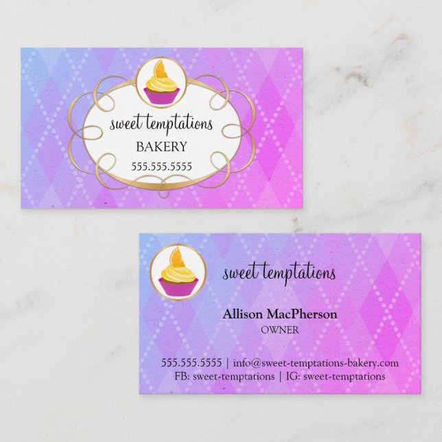 Cartão De Visita Cupcake Elegante (Frente/Verso)