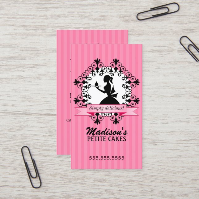 Cartão De Visita Cupcake elegante (Frente/Verso In Situ)