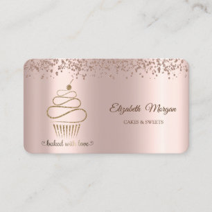 Cartão De Visita Cupcake Elegante com Brilho,Doces,Padaria