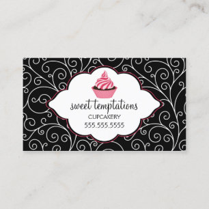 Cartão De Visita Cupcake elegante da padaria