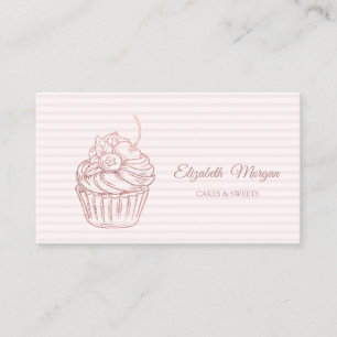 Cartão De Visita Cupcake Elegante Moderno,Doces,Striped