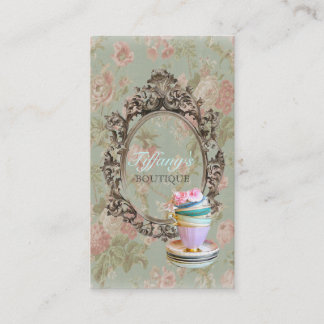 Cartão De Visita cupcake floral da padaria do victorian chique