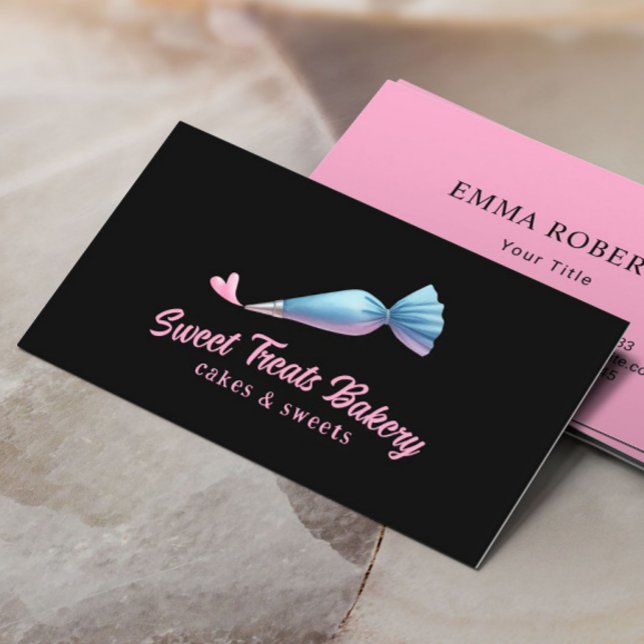 Cartão De Visita Cupcake Padaria Pastelaria Chef Cute Pipe Bag & He (Criador carregado)