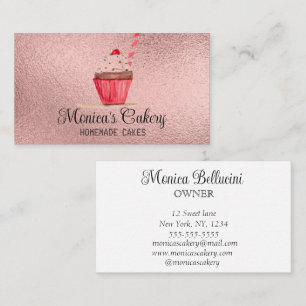 Cartão De Visita Cupcake Rosa Doce Bolos Assares Padaria Caseira Bu