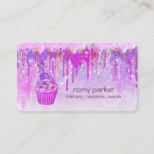 Cartão De Visita Cupcake Rosa Púrpura Para Panificação De Pastas