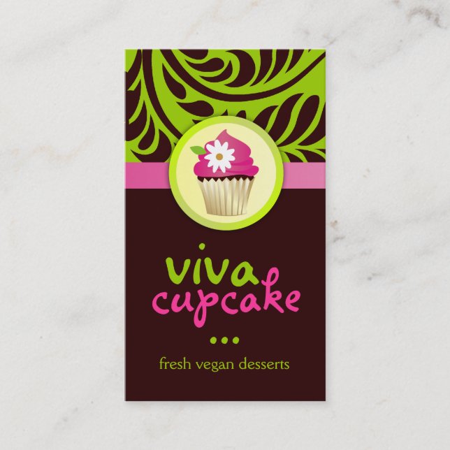Cartão De Visita Cupcake Vertical 311 Viva Verde (Frente)