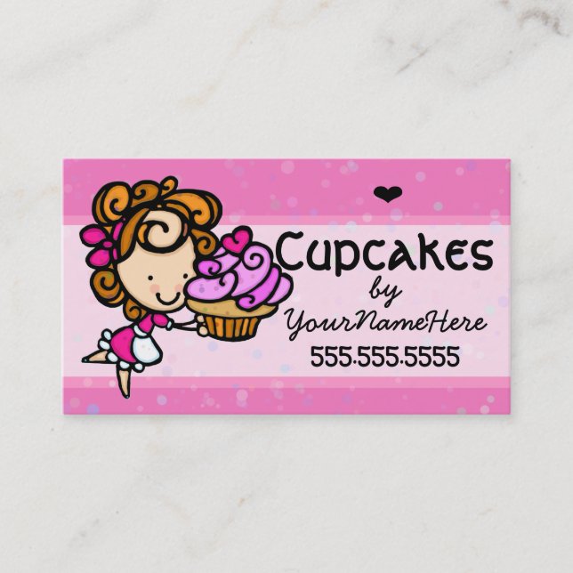 Cartão De Visita Cupcakes.Bakery.Baking.Dessert.Texto personalizado (Frente)