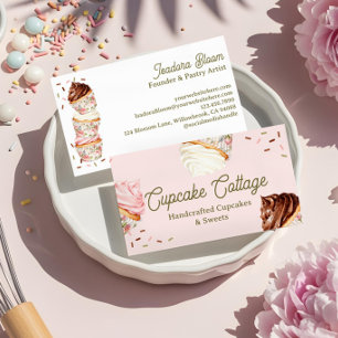 Cartão De Visita Cupcakes & Bolos Sweet Treats Elegante Floral
