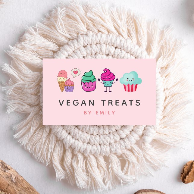 Cartão De Visita Cupcakes Cute Kawaii Panificação Vegan Tratam Doce (Criador carregado)
