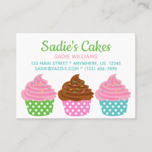 Cartão De Visita Cupcakes de Bolinhas - Poderosas placas de contato