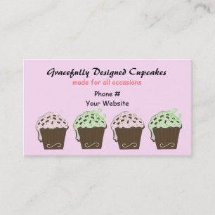 Cartão De Visita Cupcakes de Mocha e Hortelã