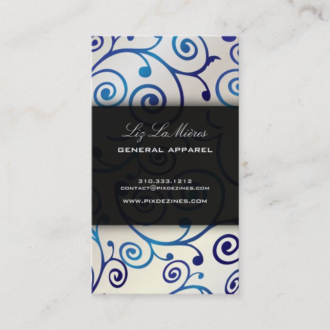 Cartão De Visita Cupcakes PixDezines espirais + safira azul (Frente)